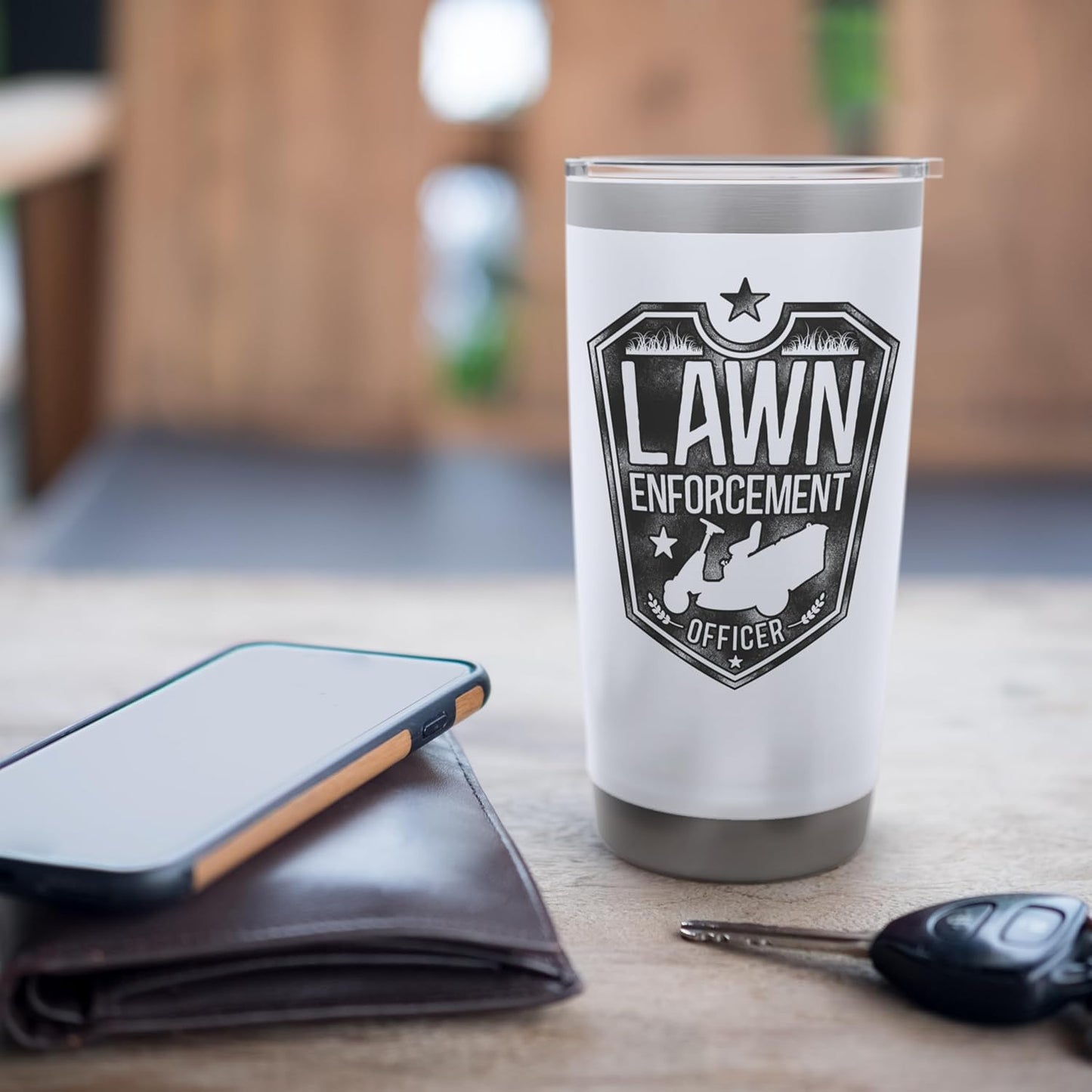 Lawn Mower Mowing Dad Father Landscaper Lawn Enforcement Stainless Steel Insulated Tumbler