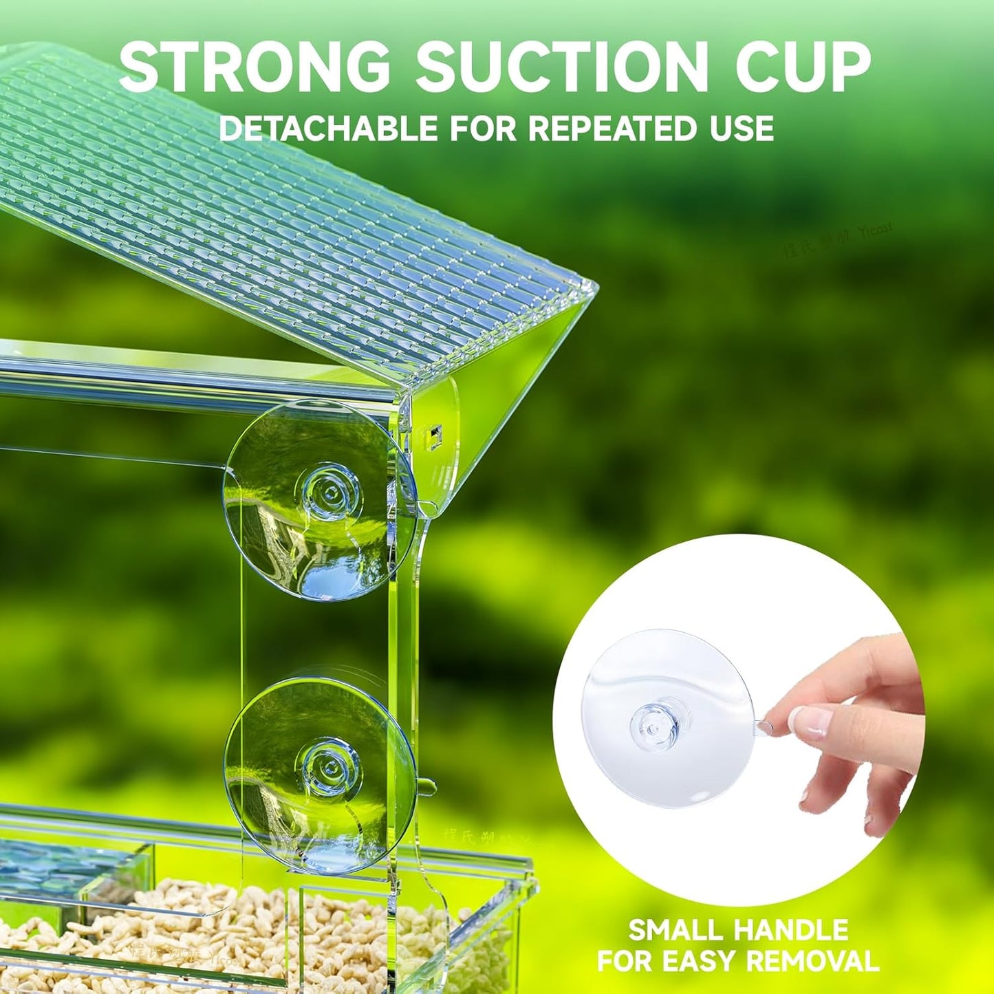 Yieach Acrylic Window Bird Feeders with Strong Suction Cups for Cats,Kid and Birds Lovers Gifts,Clear Bird Feeder for Window Viewing,Large Window Mount Birdfeeder,Birds House for Outdoors,Balcony