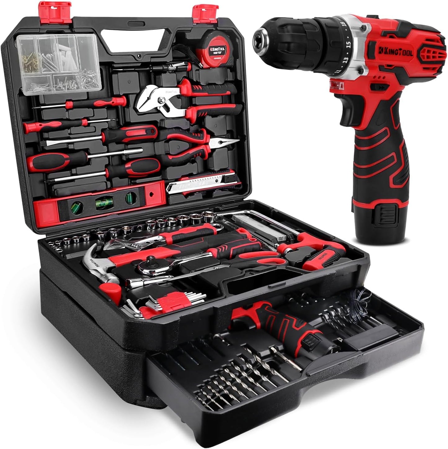 KingTool 276-Piece Tool Set Kit - Tool kit with 12V Cordless Power Dri