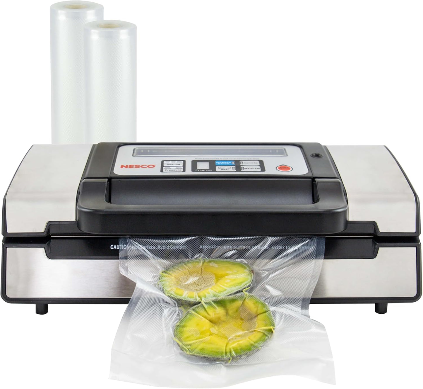 Nesco Deluxe Food VS-12 Vacuum Sealer, 130 Watts, Kit Bags & Viewing Lid, Compact, Silver