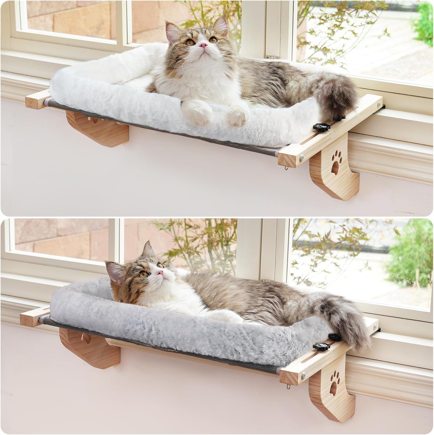 AMOSIJOY Cat Sill Window Perch Sturdy Hammock Seat with Cushion Bed Co