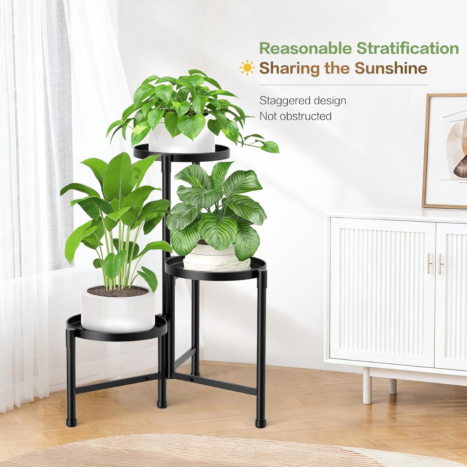 3 Tier Metal Corner Plant Stand Indoor Outdoor, Heightened widened 30'