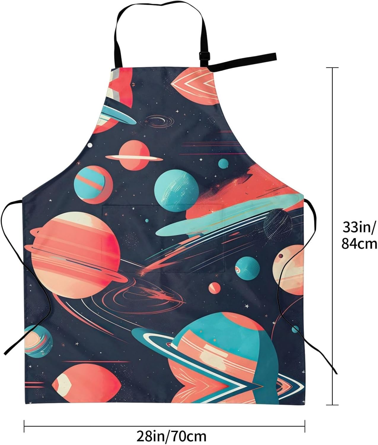 Space Planets print Waterproof chef's apron with pocket apron for kitchen cooking baking barbecue and gardening
