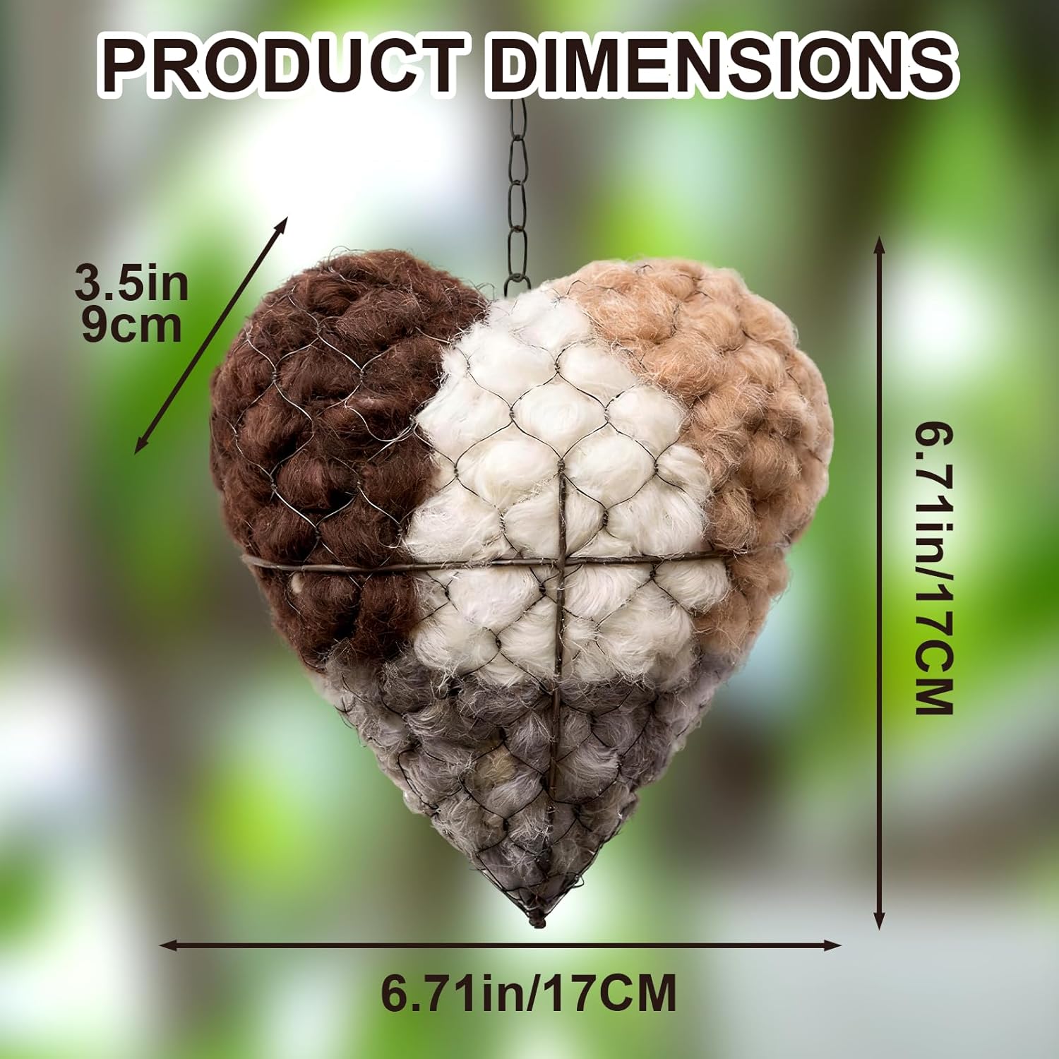 Handmade Alpaca Fiber Heart-Shaped Bird Nesting Material Holder | Wint