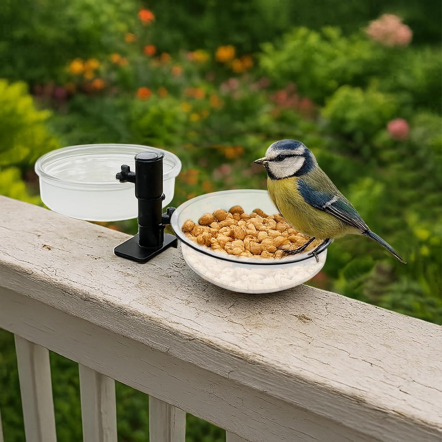 2 Pcs Plastic Round Bird Feeders Water Bowls Birdbath Water Dish Wild Birds Seed Feeder Tray Replacement Feeding Station Bath Tray Accessories Perfect for attracting Birds(White)