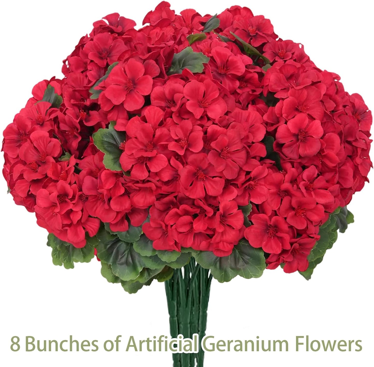 8 Pcs Artificial Geraniums Flowers for Outdoor Spring Summer Decor, UV