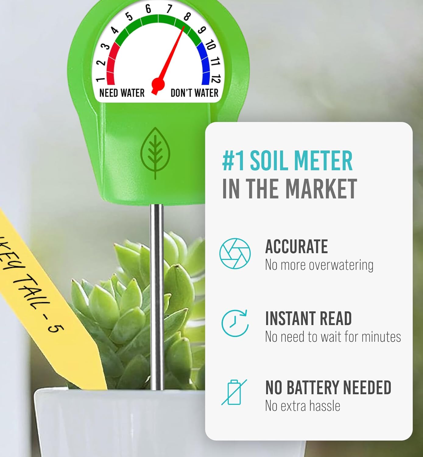 GROWIT Plant Moisture Meter - Accurately Tells You When to Water Your 