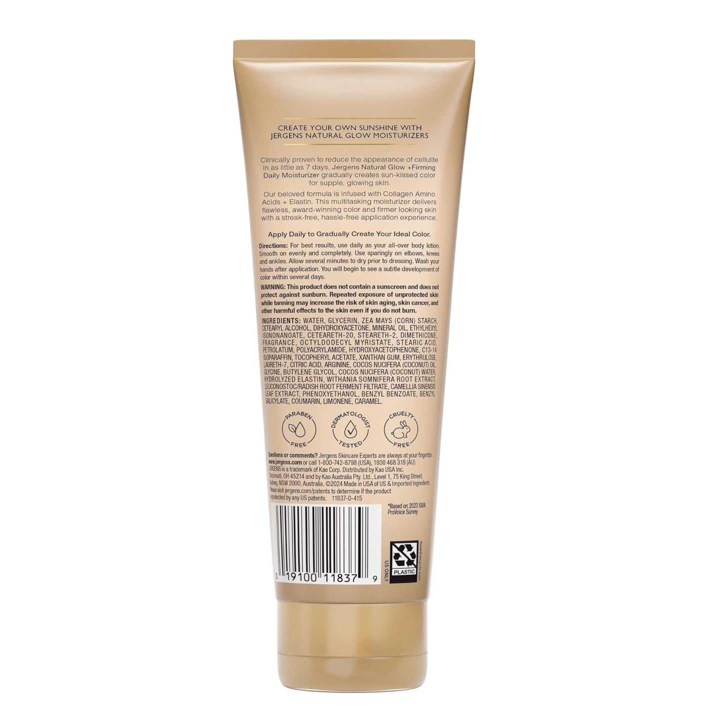 Jergens Natural Glow +Firming Self Tanner Body Lotion, Fair to Medium 