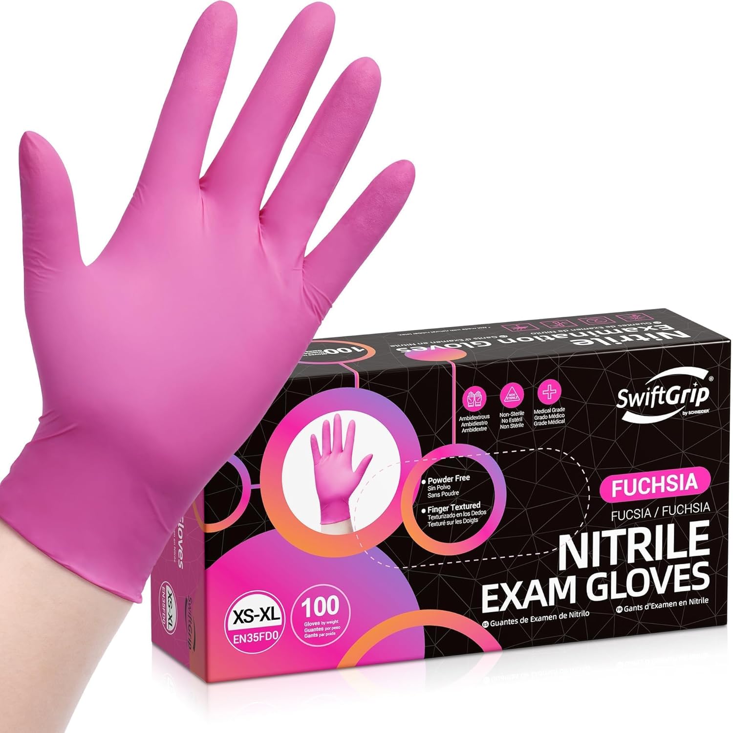 Powder-Free Nitrile Gloves, 3-mil, Disposable Nitrile Gloves, Latex-Fr