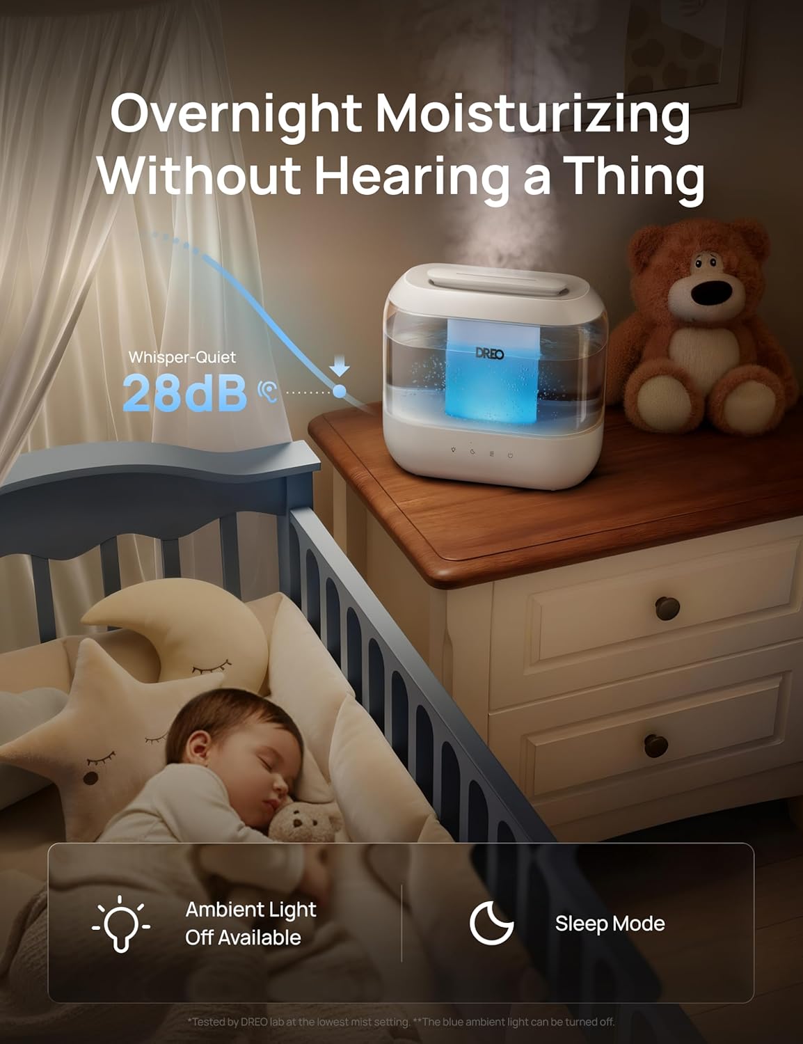 Dreo Humidifiers for Bedroom, 4L Top Fill for Large Room, 36H Runtime,