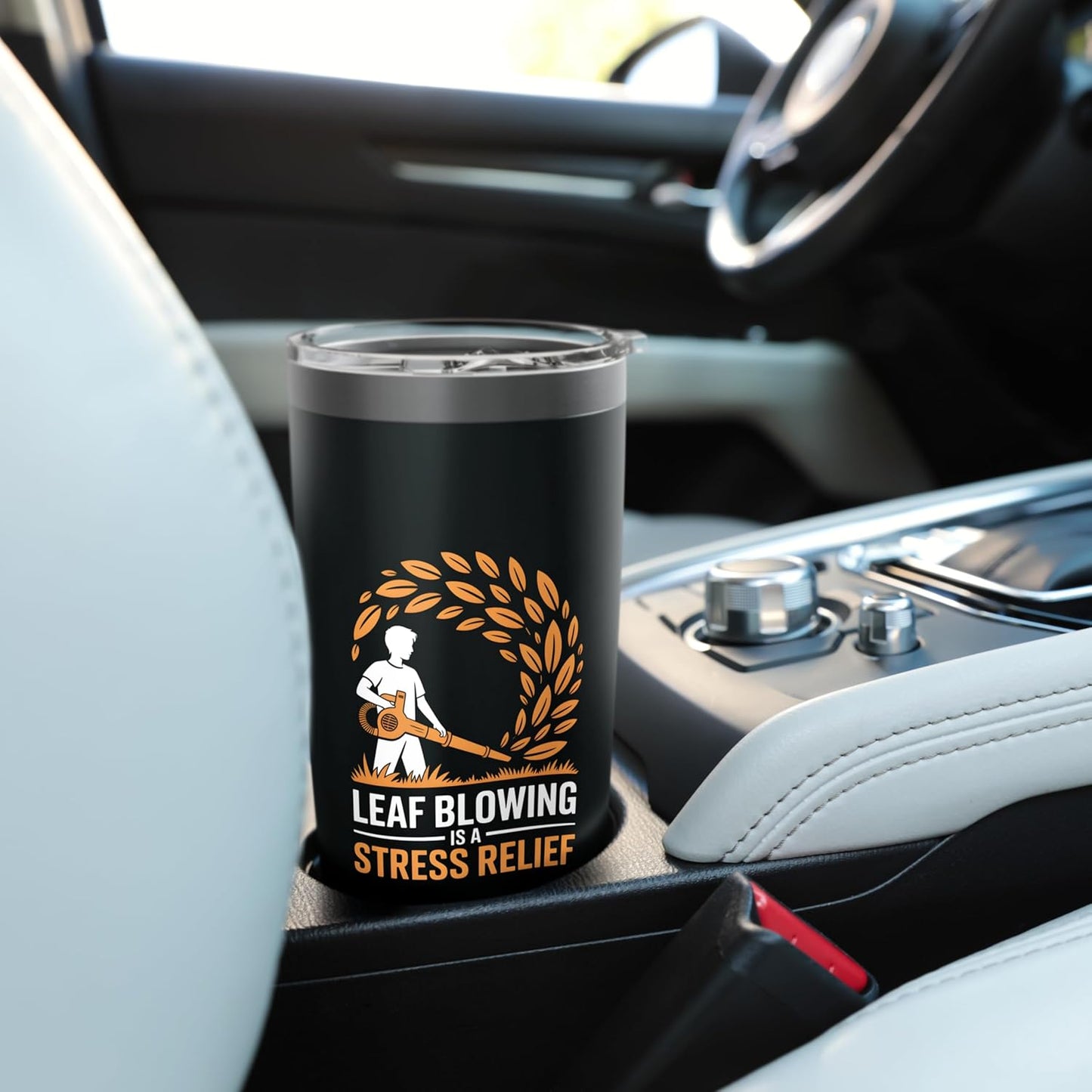 Leaf Blowing Is A Stress Relief Funny Lawn Care Humor Stainless Steel Insulated Tumbler