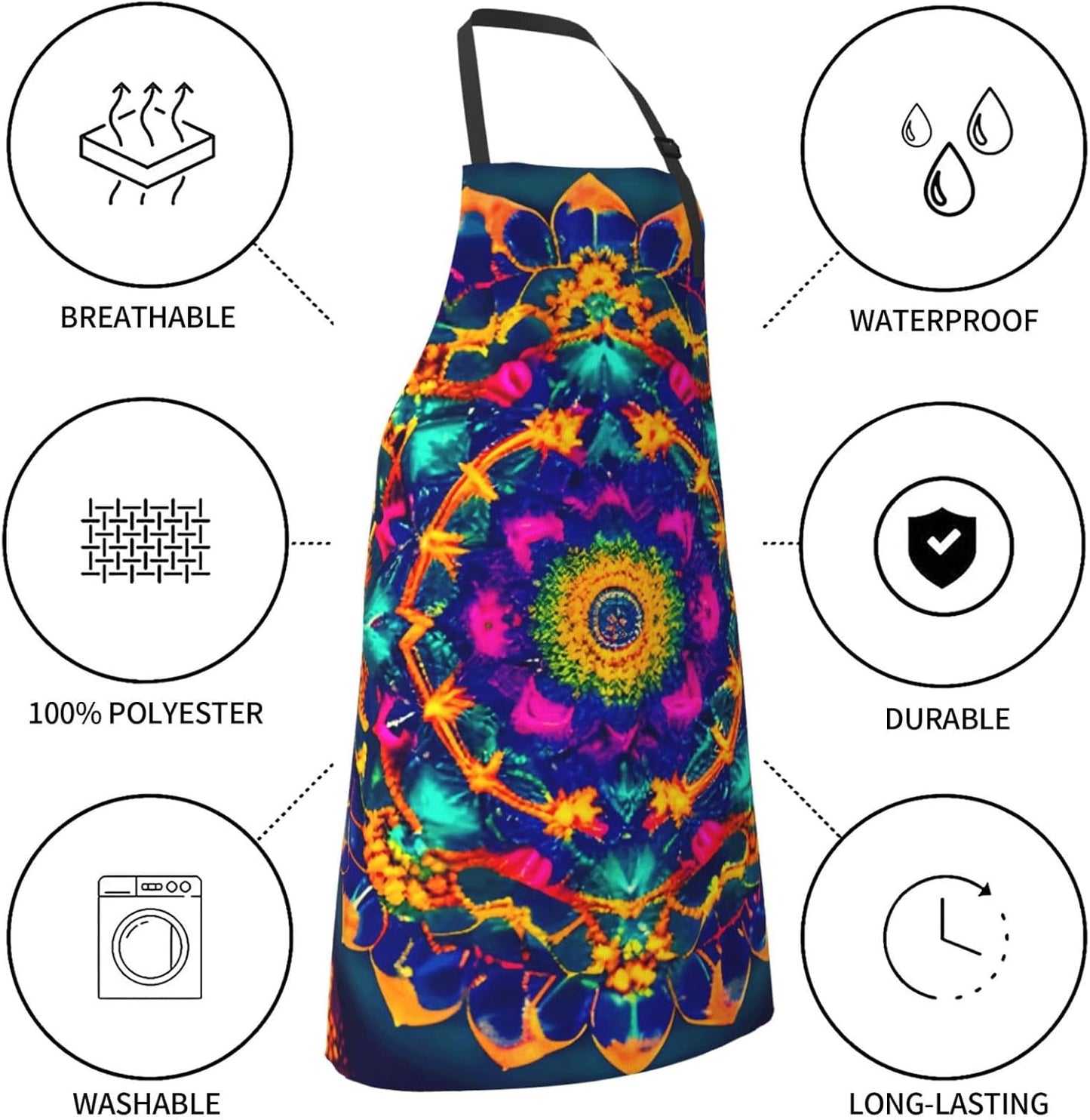 YANYU Mandala pattern Print 28x33 In Kitchen Apron Stylish Chef Apron 
