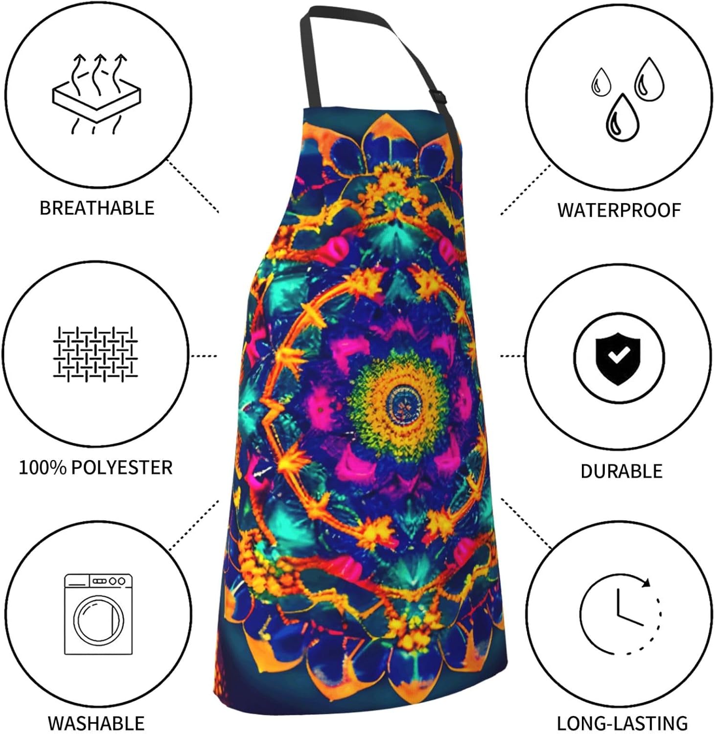 YANYU Mandala pattern Print 28x33 In Kitchen Apron Stylish Chef Apron 