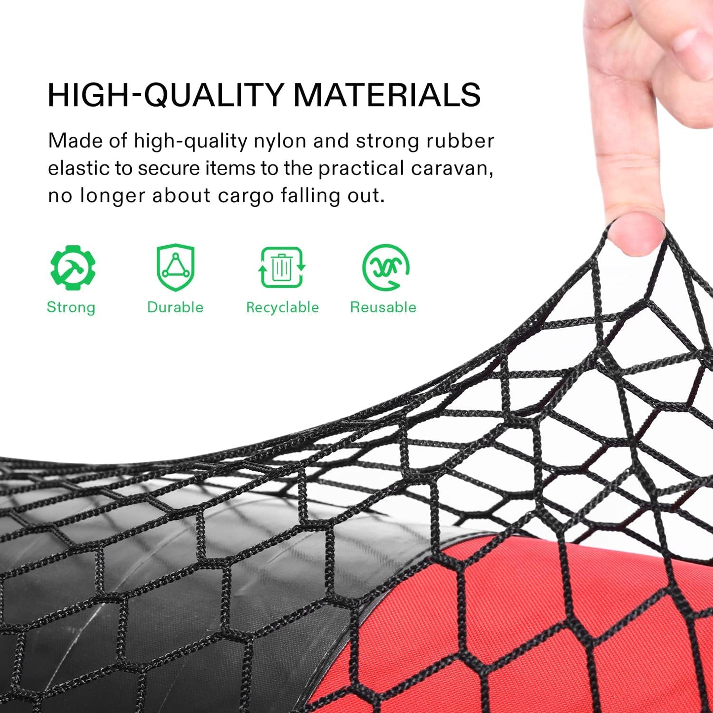 VIVOSUN Cargo Net for Garden Wagon, 36" X 30" Heavy Duty Nylon Netting with Storage Bag for Folding Wagon, Beach Cart, Garden Cart, Trolley Cart, Black