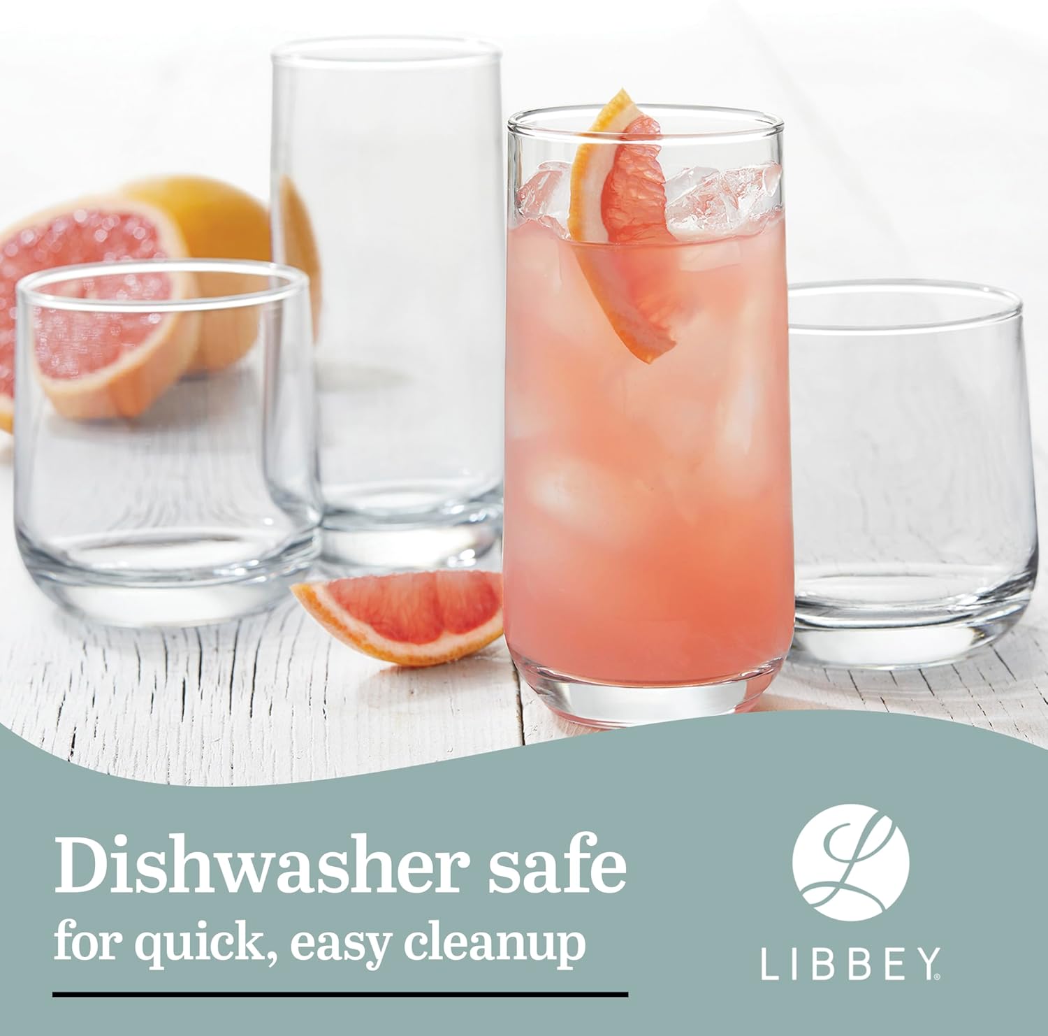 Libbey Ascent Tumbler and Rocks Drinking Glasses Set of 16, Glass Drin