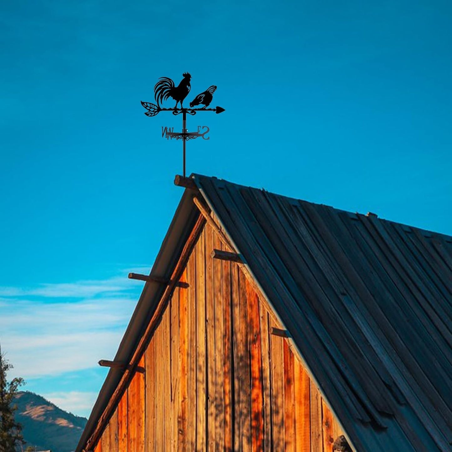 SUPERDANT Rooster Weathervanes Animal Metal Weathervane Black Weather Vanes for Yard Garden Art Decor for Roof Indicators Metal Rooster Wind Vanes Outdoor Farm Barn Sheds Garden Patio Decoration