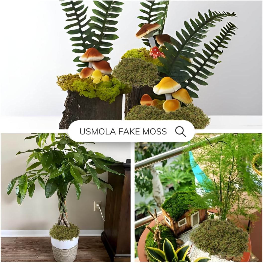 Fake Green Moss for Potted Plants, 4OZ Artificial Moss for DIY Crafts,