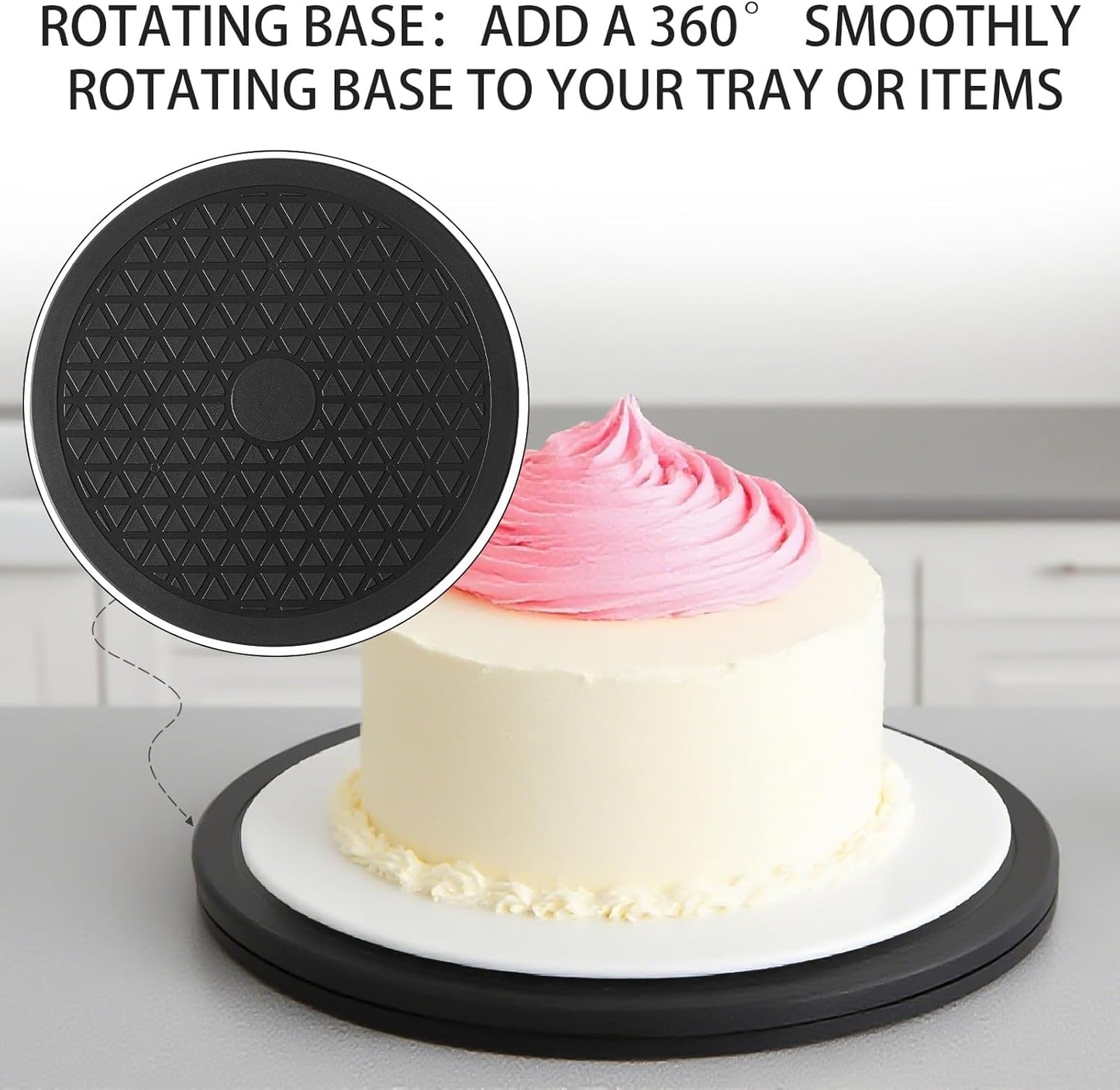 2 Pcs (8 Inch) Heavy Duty Rotating Swivel Stand - Lazy Susan with Steel Ball Bearings for Model Base/Rotating Plants/Crafts Stand Monitor/TV/Monitors/Potted Plants (360˚ Rotation)