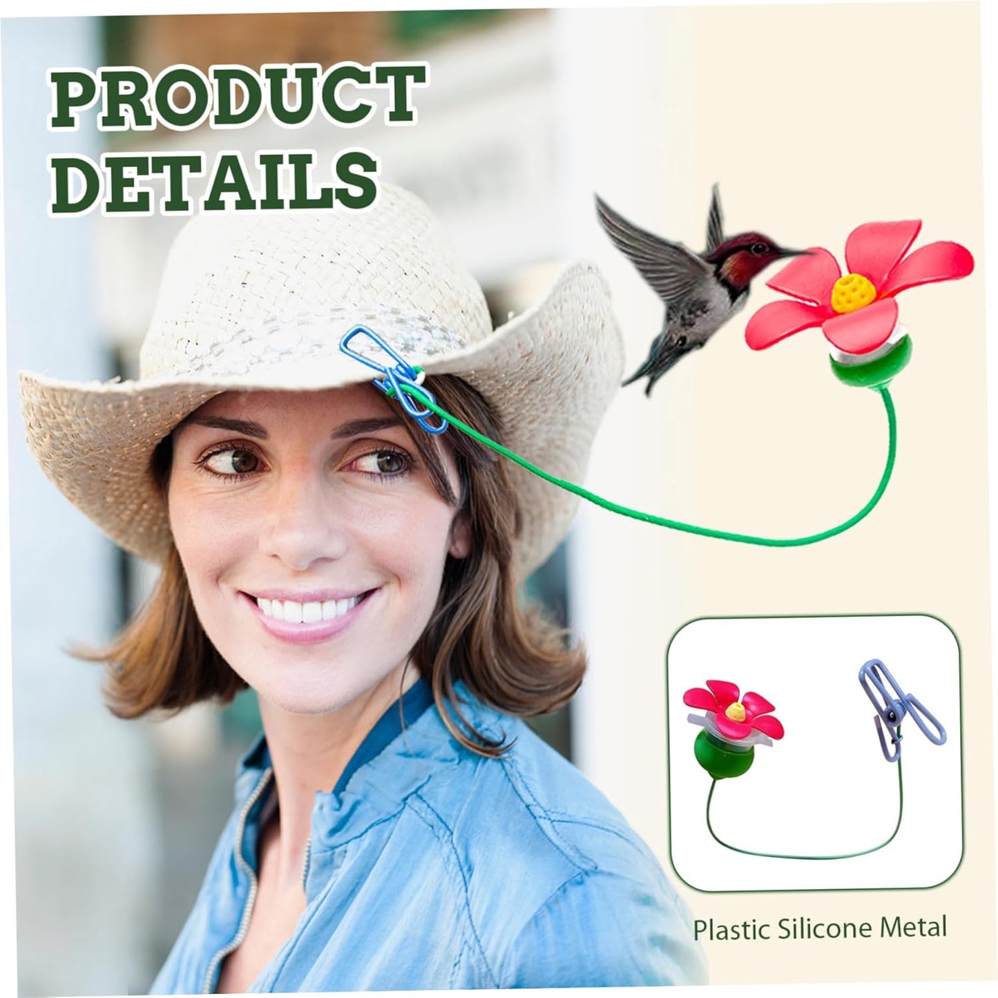 1 Pc Hummingbird Feeder Hat,Hat Clip Hummingbird Feeder, Unique Mini Hat Clip Hummingbird Feeder for Outdoors, Intimate Contact with Hummingbirds