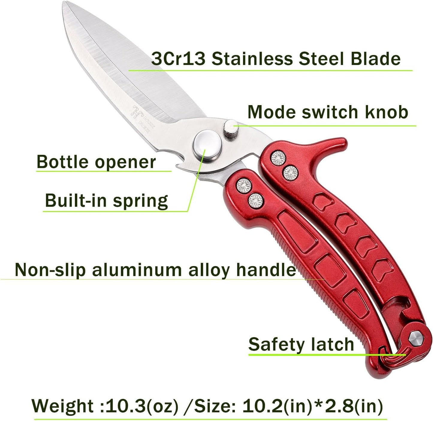 kitchen scissors all purpose Heavy Duty Household Kitchen shears with Safety Buckle for Kitchen Food Handling, Barbecuing,Garden, Camping Poultry Scissors Red