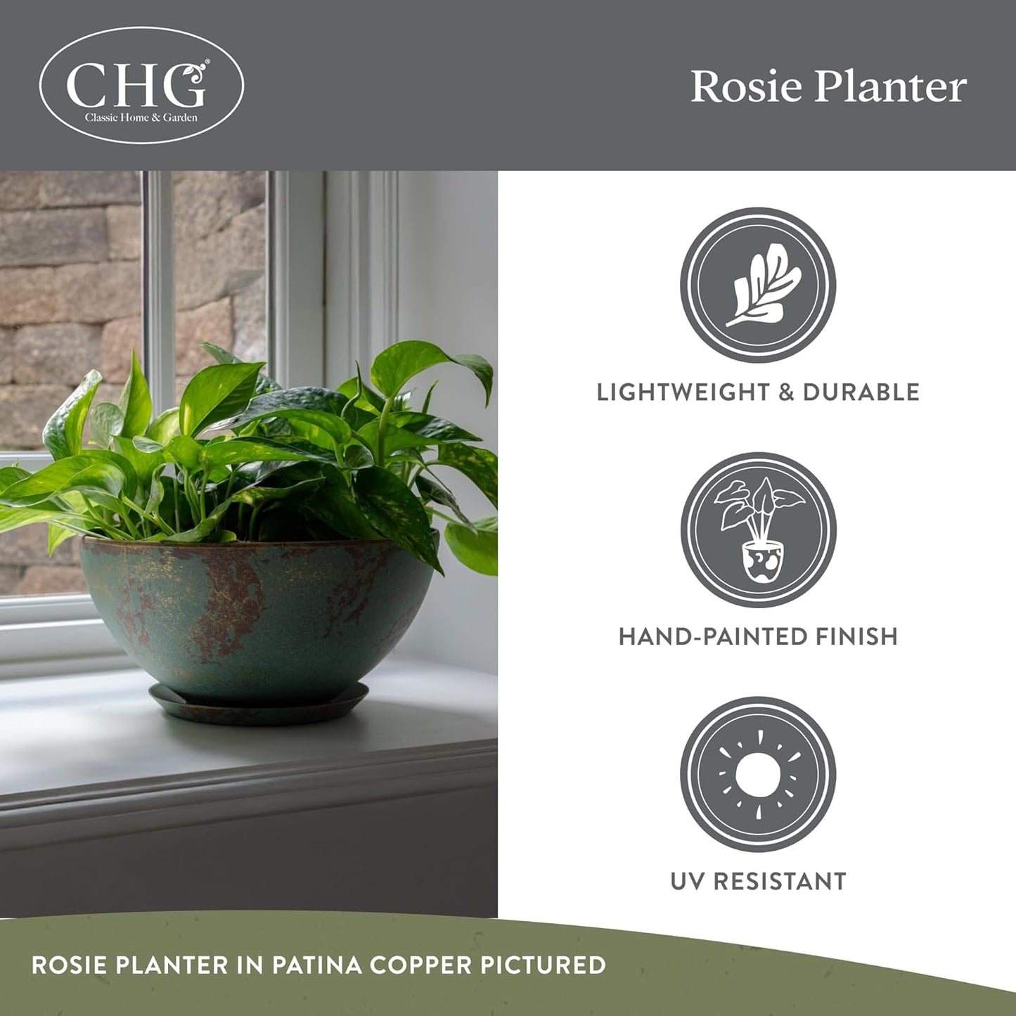 Classic Home and Garden Rosie Modern Planter w/Drainage - Contemporary