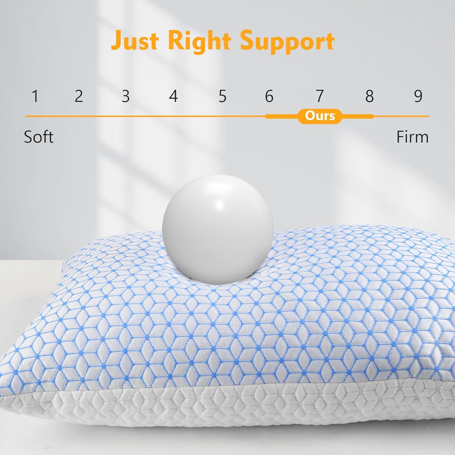 Shredded Memory Foam Pillows King Size Set of 2, Cooling Pillow Firm a