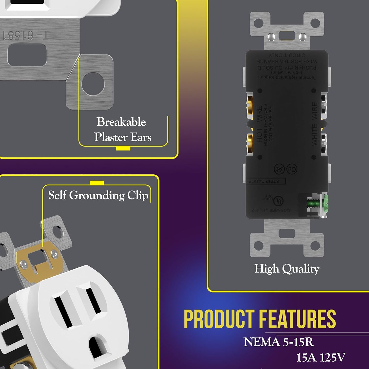 ENERLITES Duplex Receptacle Outlet, Residential Grade Electrical Wall 