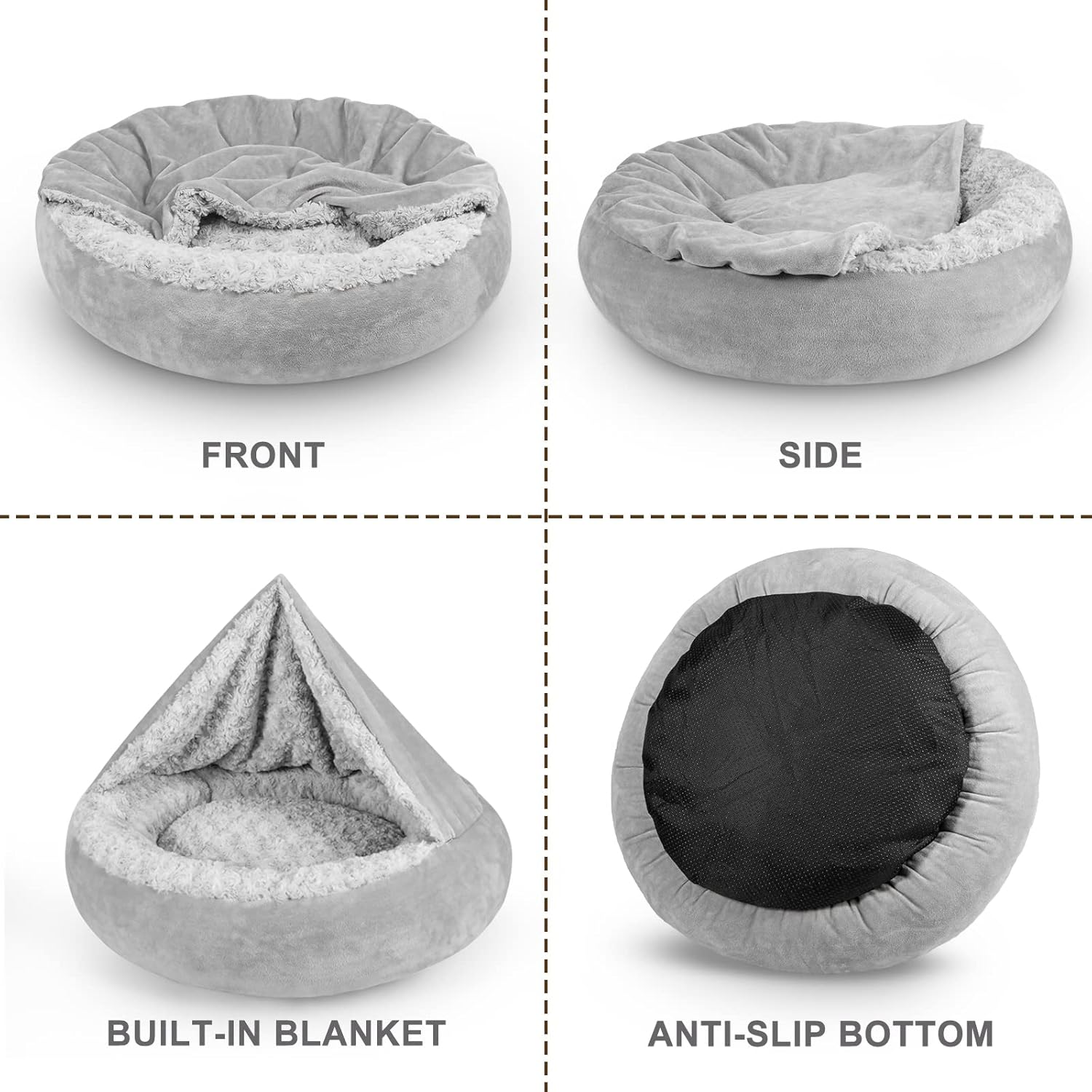 JOEJOY Small Dog Bed Cat Bed with Hooded Blanket, Cozy Cuddler Luxury 