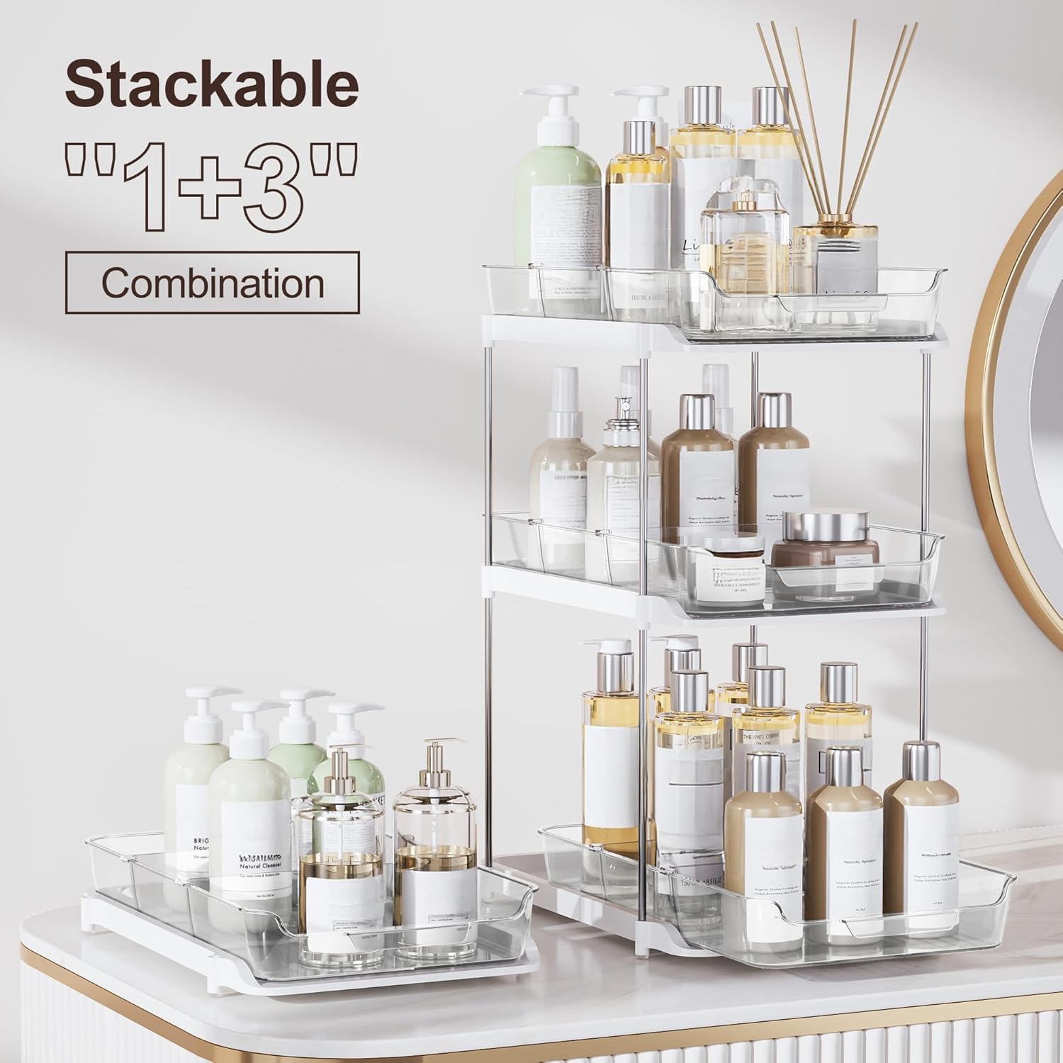 Delamu 2-Tier Multi-Purpose Bathroom Under Sink Organizers and Storage