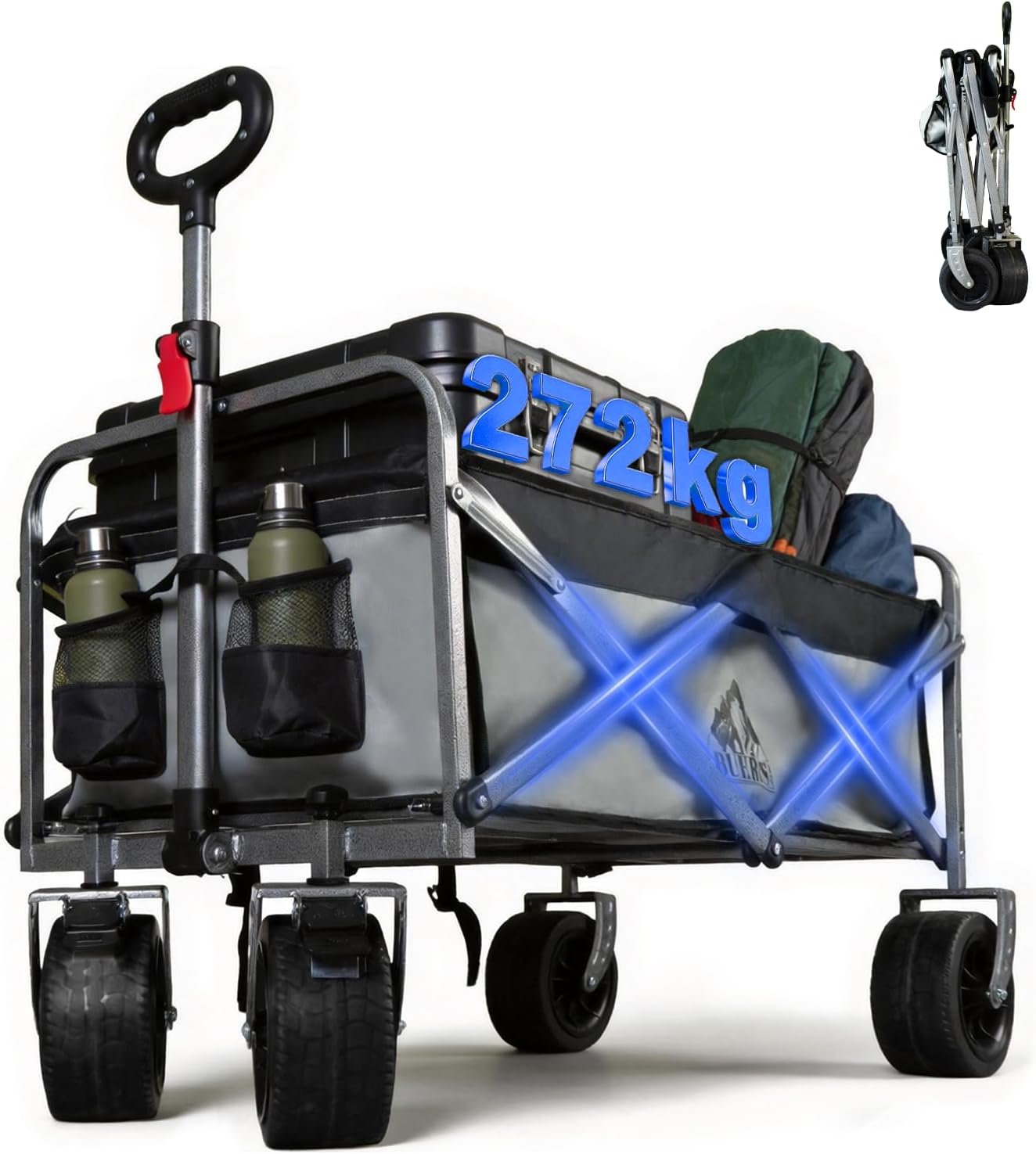 Collapsible Wagon - 600LBS Heavy-Duty Large Capacity Foldable Utility 