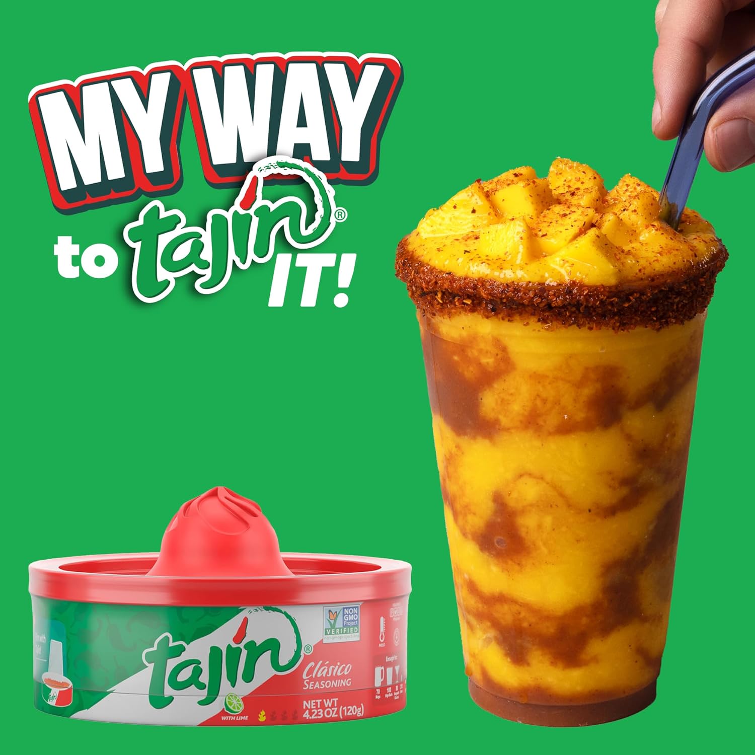 Tajin Clásico Chile Lime Seasoning Rimmer 4.23 oz, Cocktail Glass Rimm