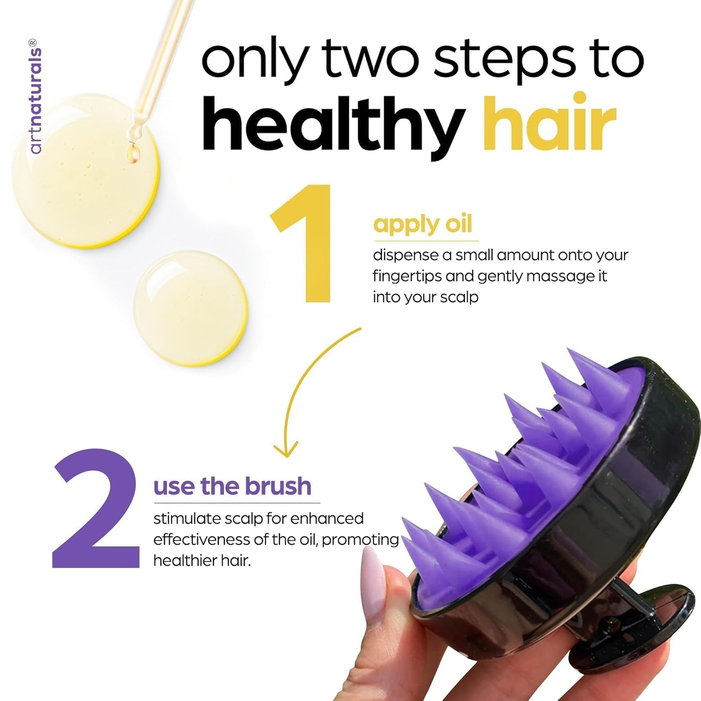 Artnaturals Organic Rosemary Castor Hair Oil + Massager Hair Growth Se