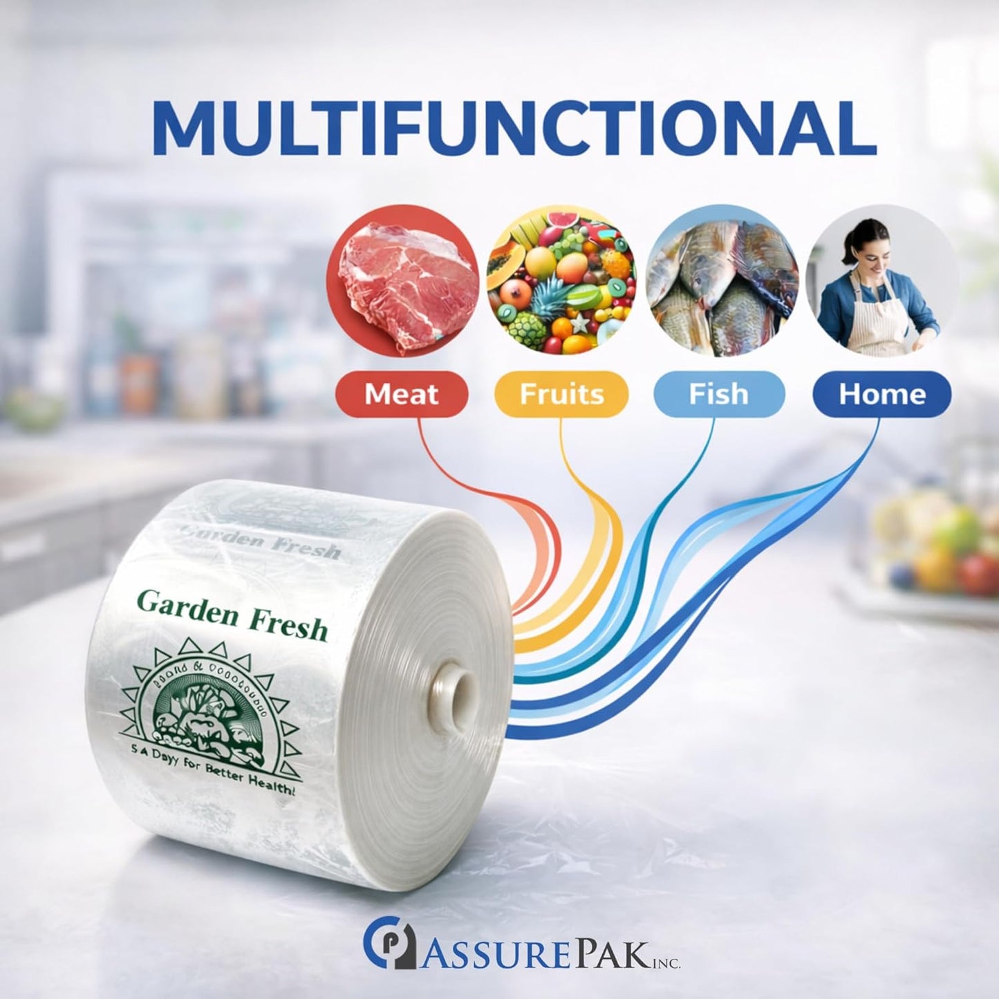 ASSUREPAK Narrow Profile Produce Roll Bags with Extended plastic core 