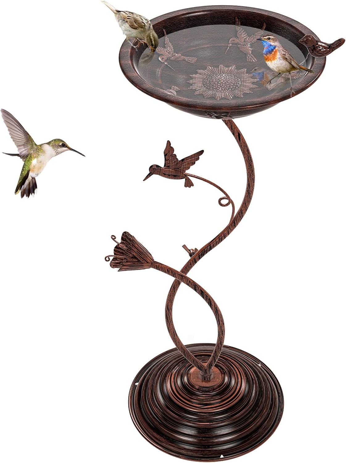 Bird Bath Garden for Outside, Vintage Metal Birdbaths Bowl with Roman 