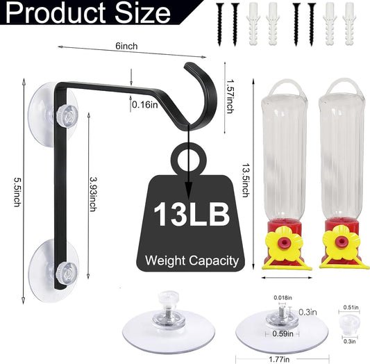 2 Pack Window Hummingbird Feeder with Strong Suction Cups Hangers Small Plastic Humming Birds Feeders for Outside, for Mom, Dad, Bird Lovers