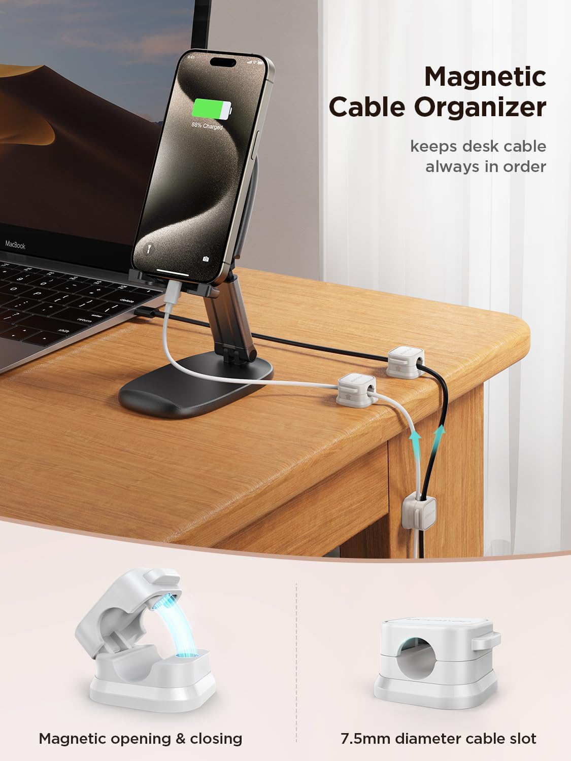 9 Pack Magnetic Cable Clips [Cable Smooth Adjustable] Cord Holder, Und
