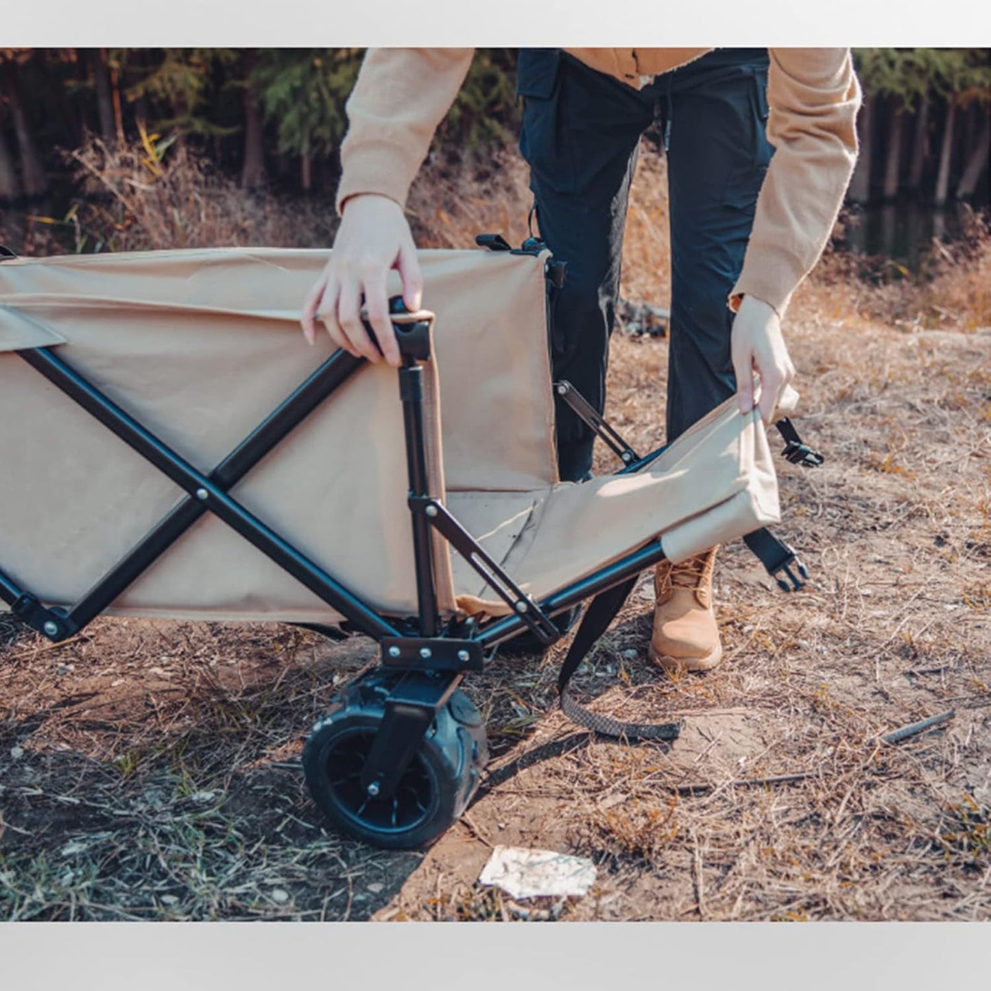 Outdoor Folding Utility Wagon Cart Collapsible Aluminum Alloy Bracket 