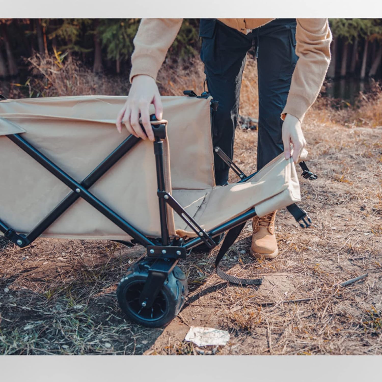 Outdoor Folding Utility Wagon Cart Collapsible Aluminum Alloy Bracket 