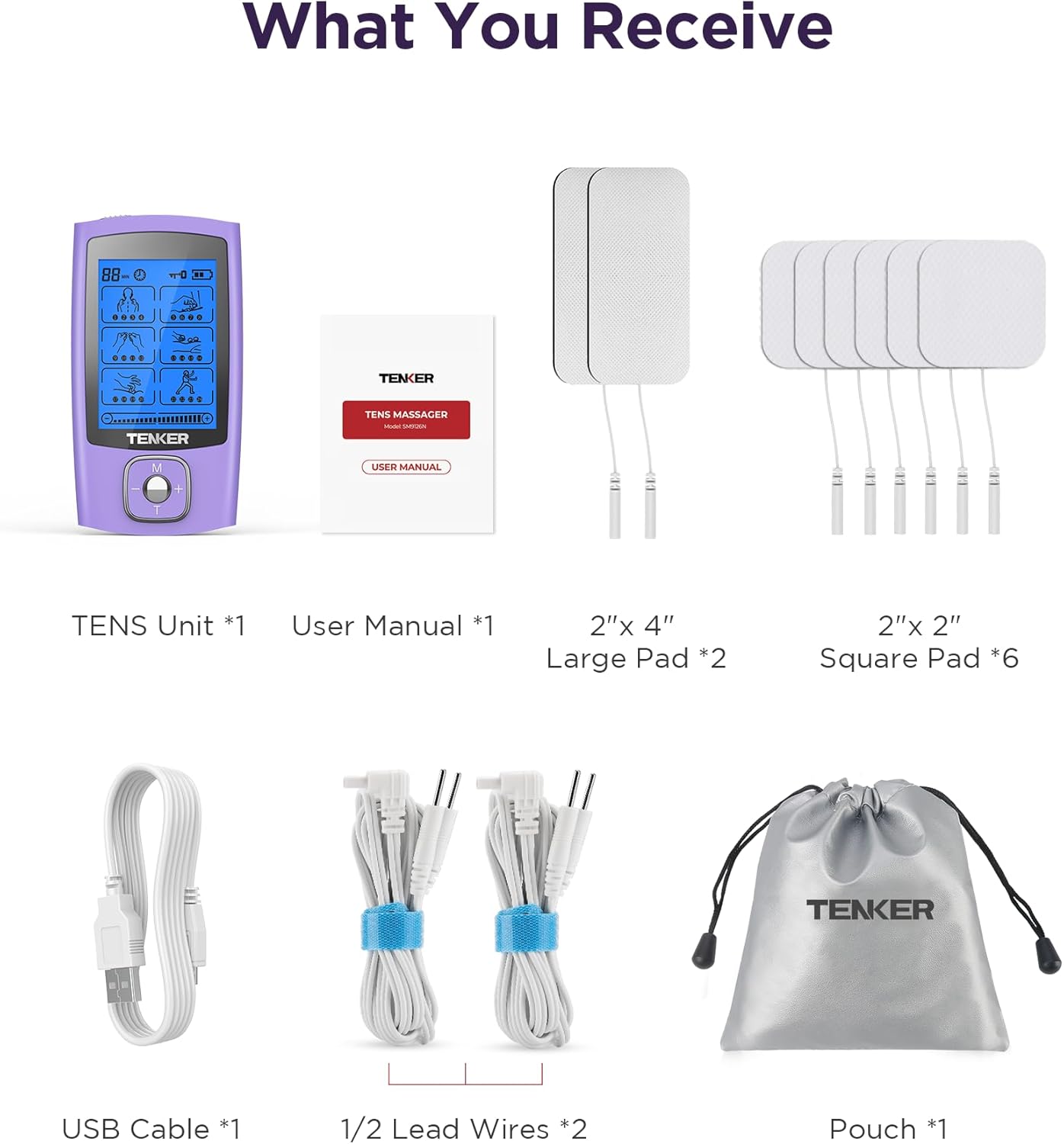 TENKER TENS Unit Muscle Stimulator, 24 Modes TENS EMS Machine for Shou