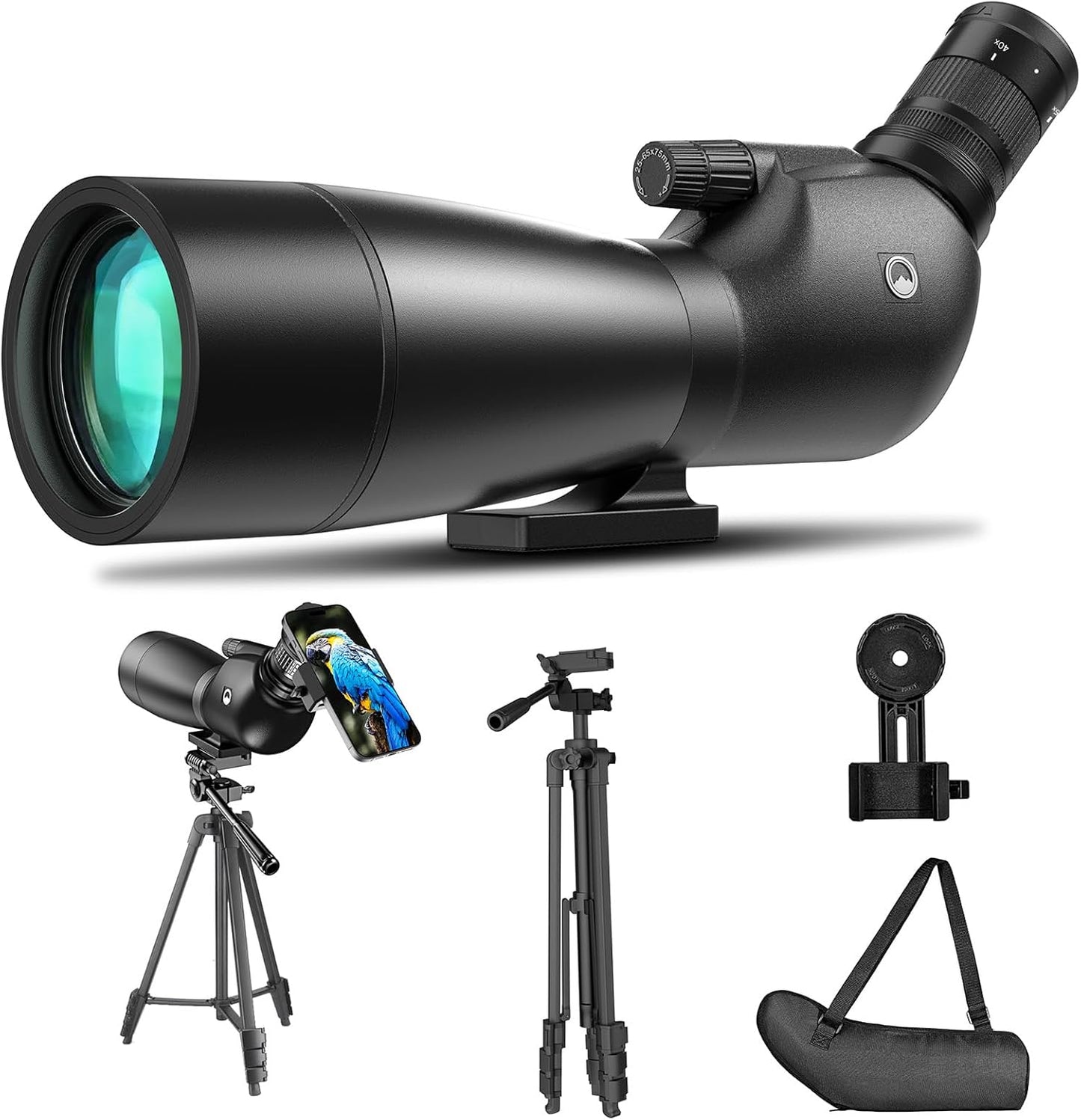 Spotting Scope 25-65x75mm - URBANCOAST Portable Spotting Scopes with Full Size Tripod, Carrying Bag, and Scope Phone Adapter - Ideal for Bird Watching