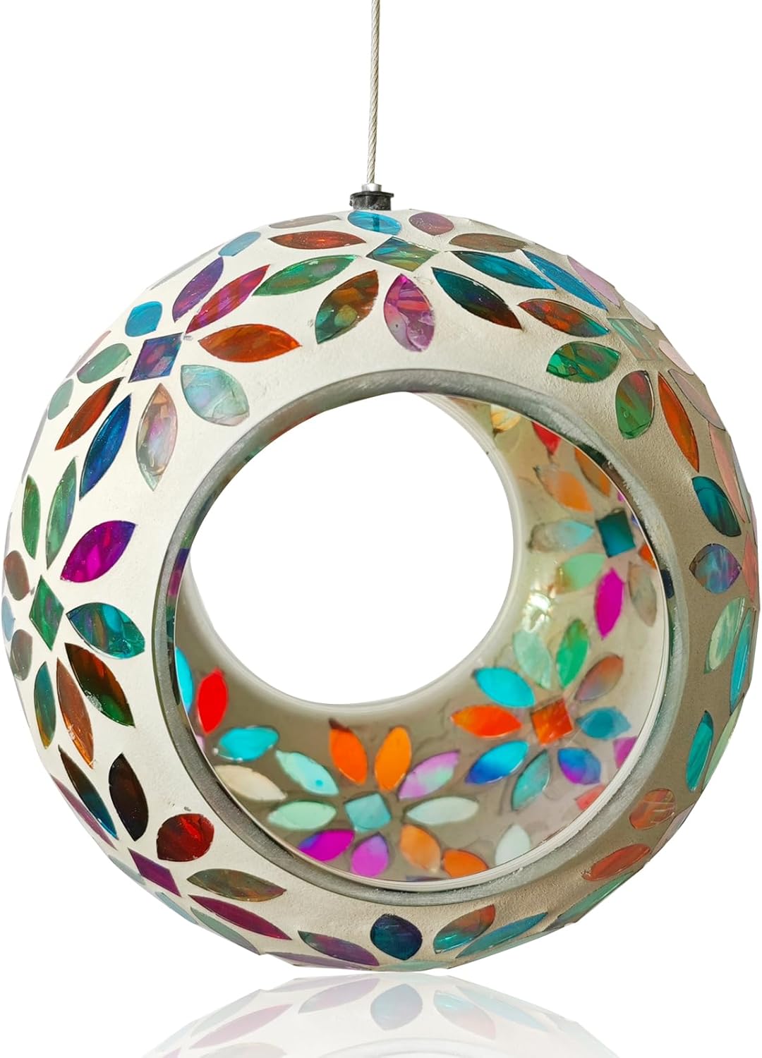 Mosaic Bird Feeder, Outside Hanging with Round Shape Glass BirdFeeders