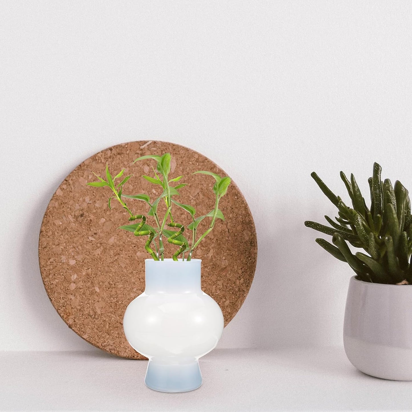 Ceramic Flower Pot Glass Vase Small Planting Pot Milk White French Style Decorative Planter for Indoor Living Room Floral Arrangement