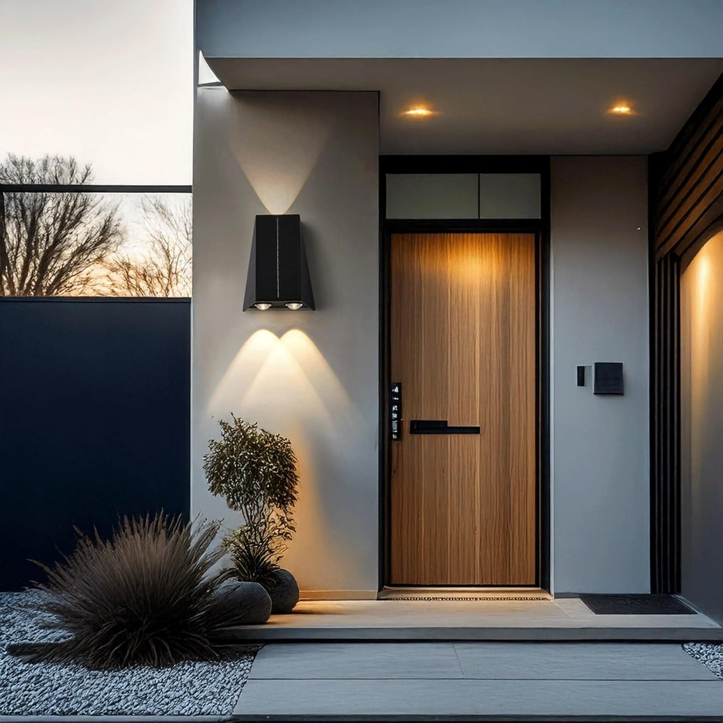 Solar Wall Sconce, Exterior Wall Light, Wall Lamp, Up Down Waterproof Motion Sensor Fixture for Garden Fence Patio Backyard Deck House Entryway Villa Driveway Gate Facade Cottage