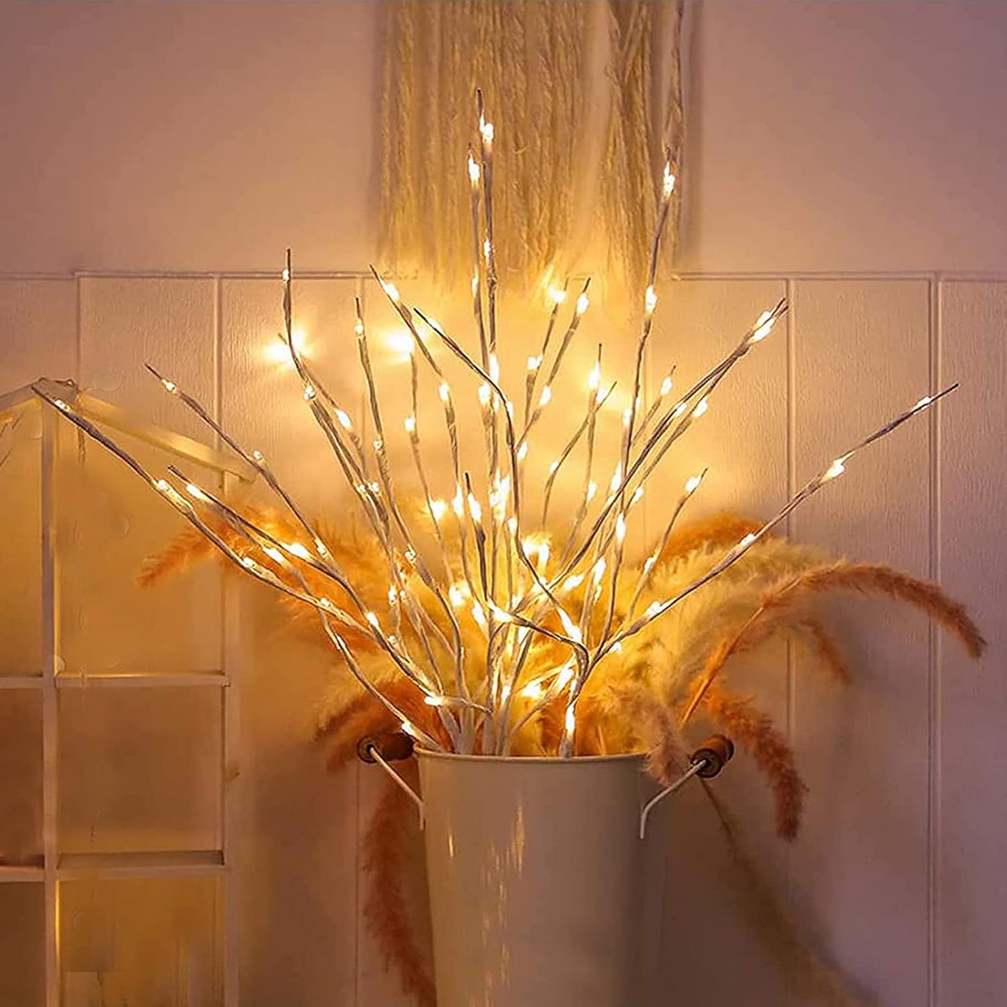 Lxcom Lighting Branch Lights 4 Pack - White Willow Twig Battery Powere