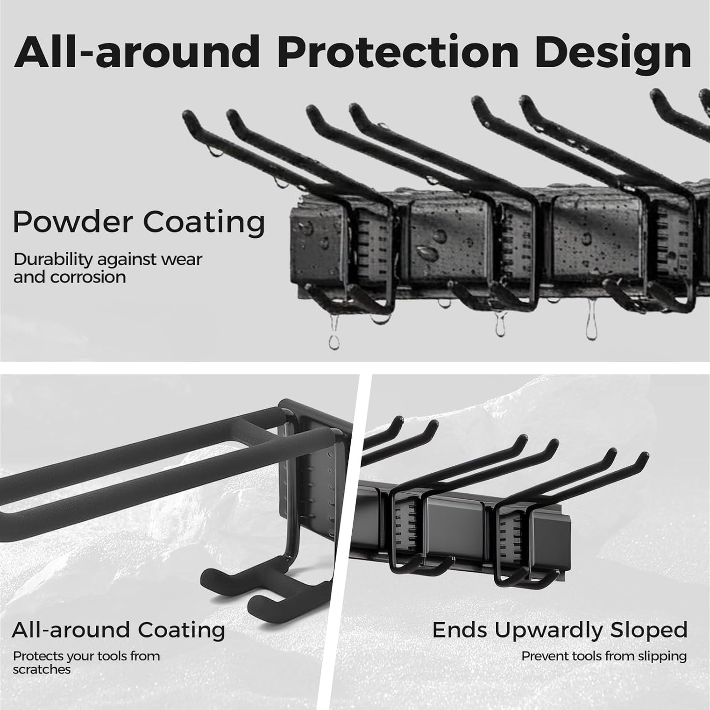 Garage Tool Organizer 32in - Heavy Duty Wall Mount Tool Storage Rack Load 350lb for Mop Rake Broom Shovel Folding Chair