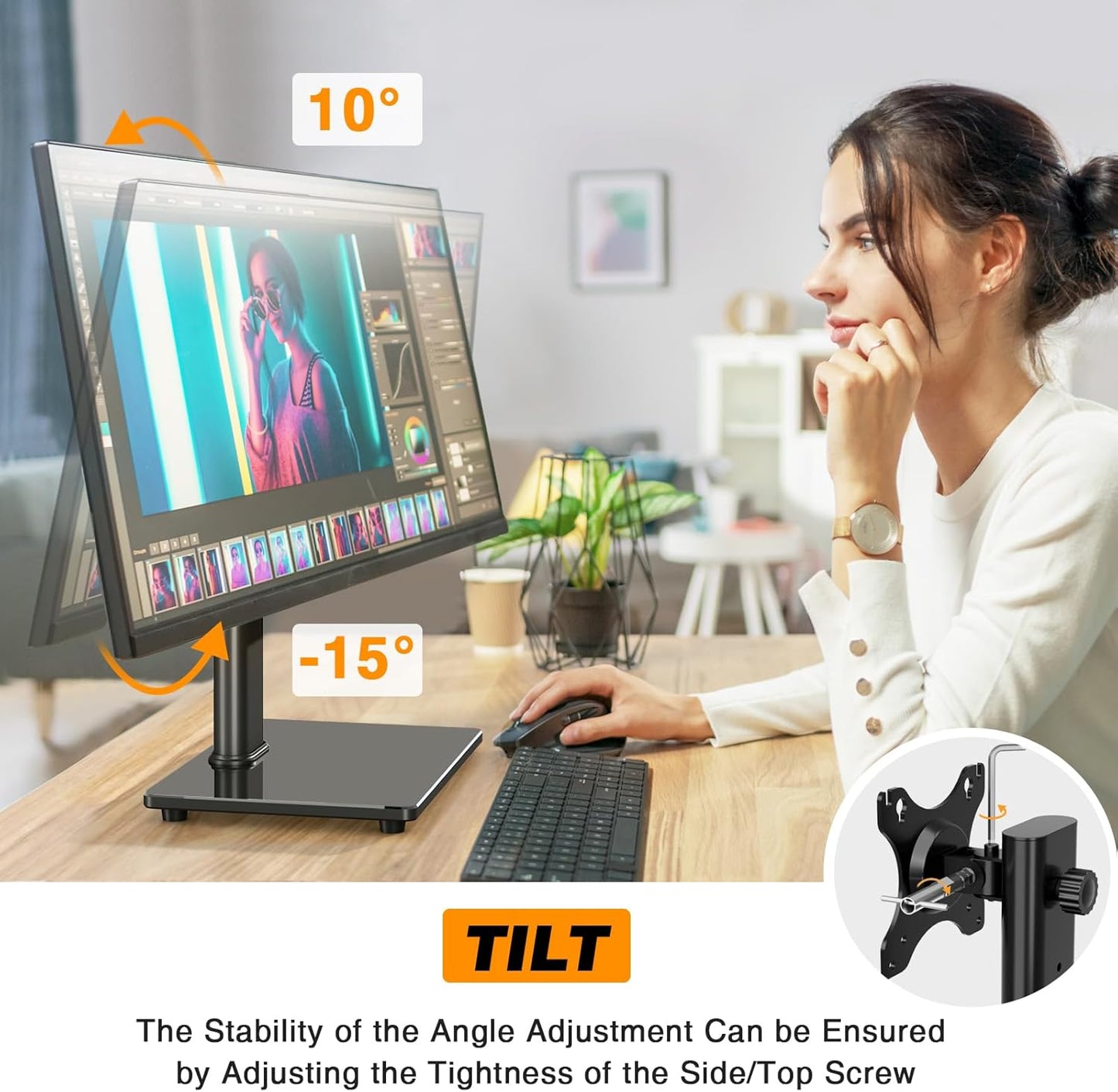 Single Monitor Stand VESA Mount for 13-32 Inch Screens, Free-Standing 