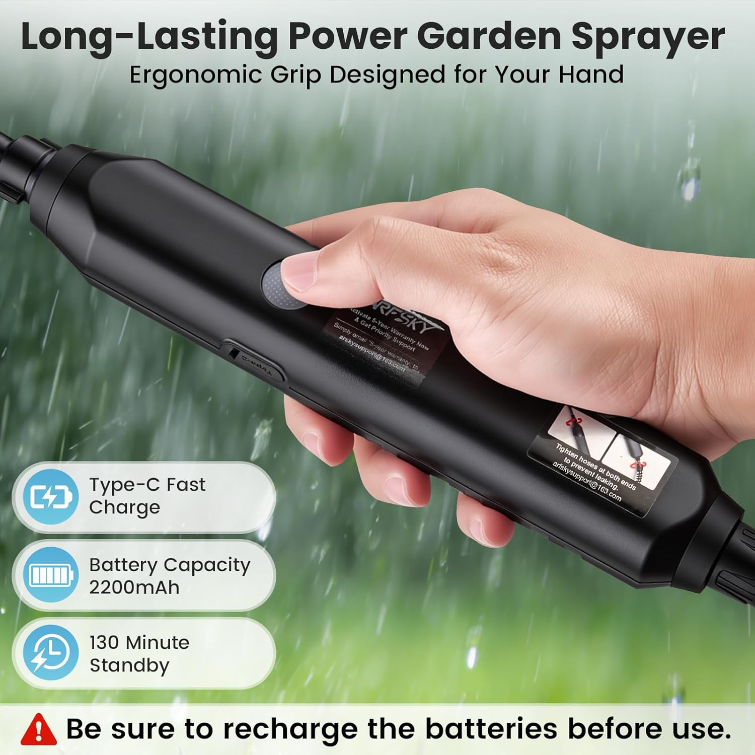 Battery Powered Sprayer 2 Gallon - Pump Sprayer Electric Garden Spray 