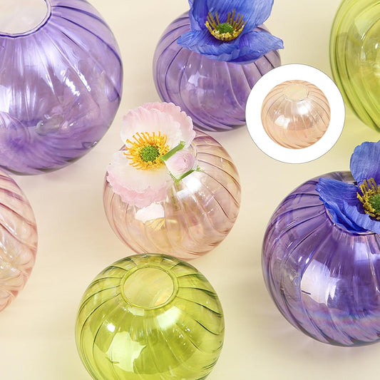 French Luxury Glass Ball Vases Clear Flower Buds Arrangement Planter P