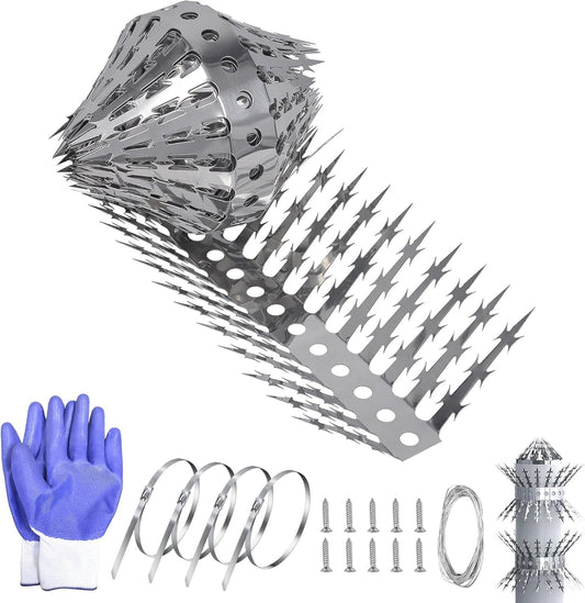 Raccoons Squirrel Baffle Spikes Deterrent, 80in Stainless Steel Pigeon