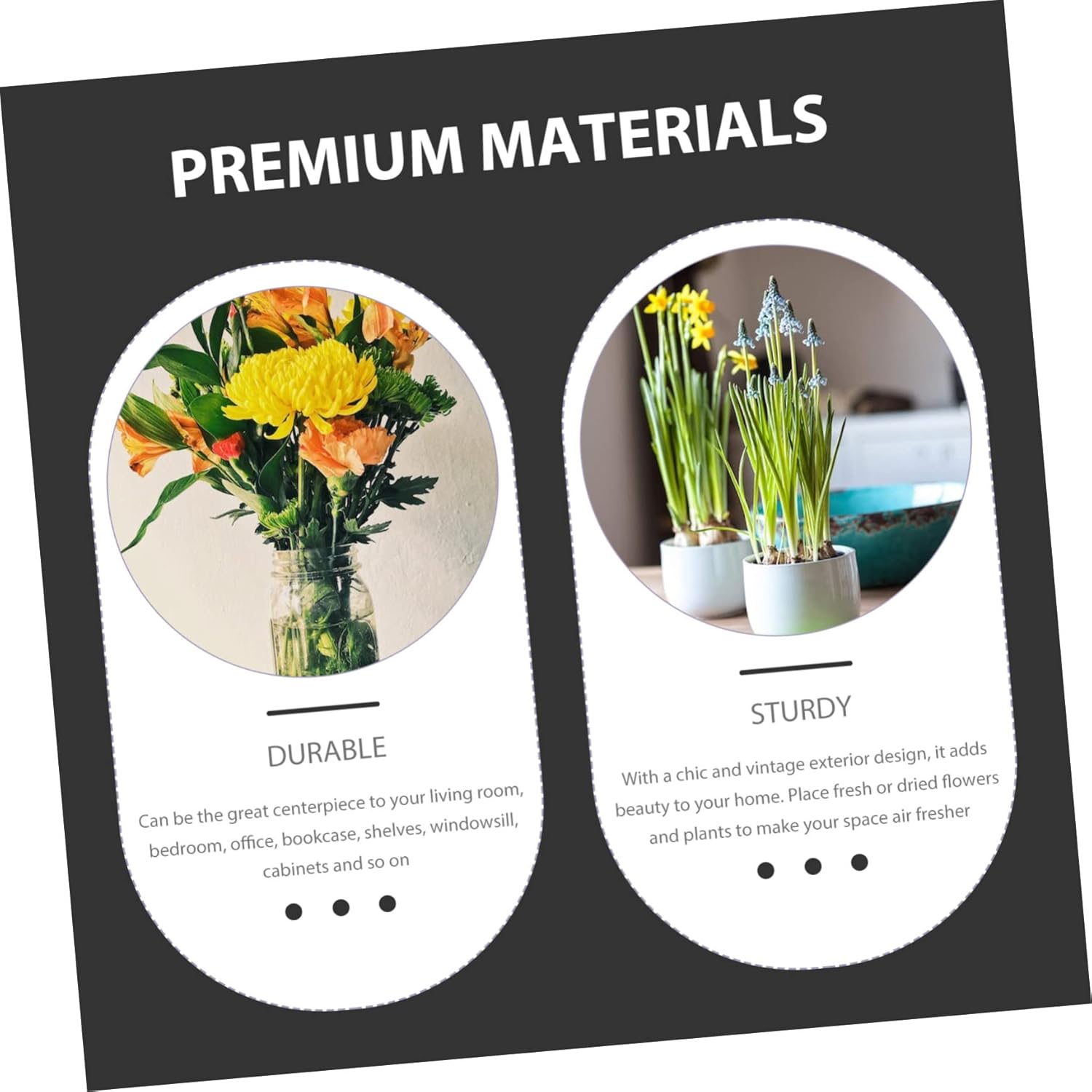 Milisten Vintage Style Metal Flower Pot Round Decorative Vase for Home